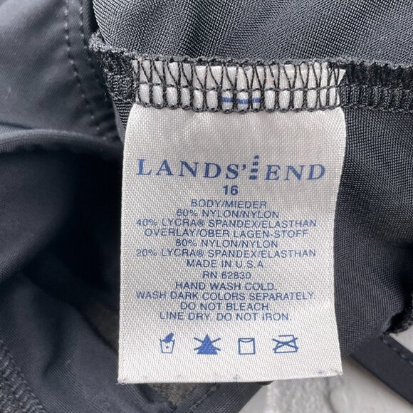 Lands End Swim Top Women‎ 16 Black Underwire Bra Twist Tankini - Picture 6 of 8